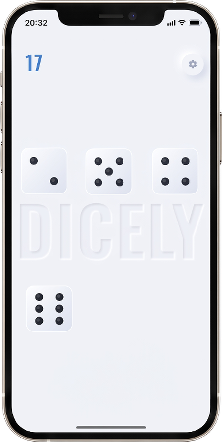 A Dicely roll in progress on iPhone